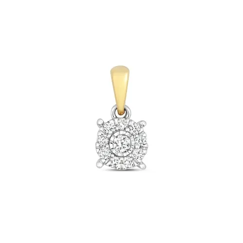 0.10ct Diamond Brilliant Illusion Pendant - 9ct Yellow Gold